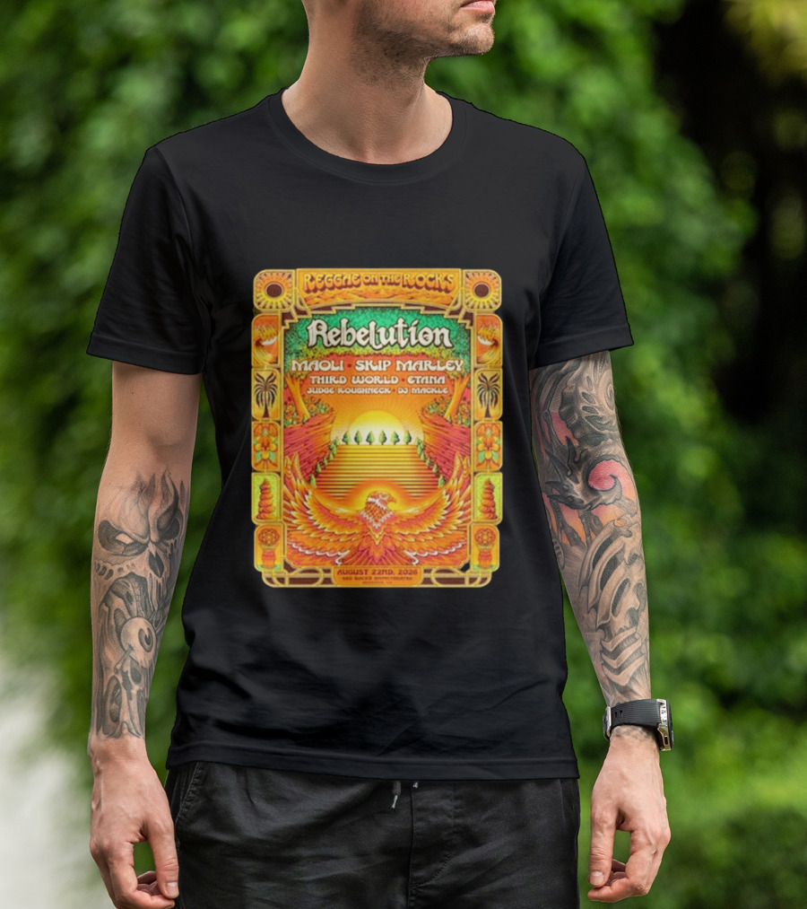 Rebelution Reggae On The Rocks 2026 Maoli Skip Marley Third World Etana August 22nd T-Shirt