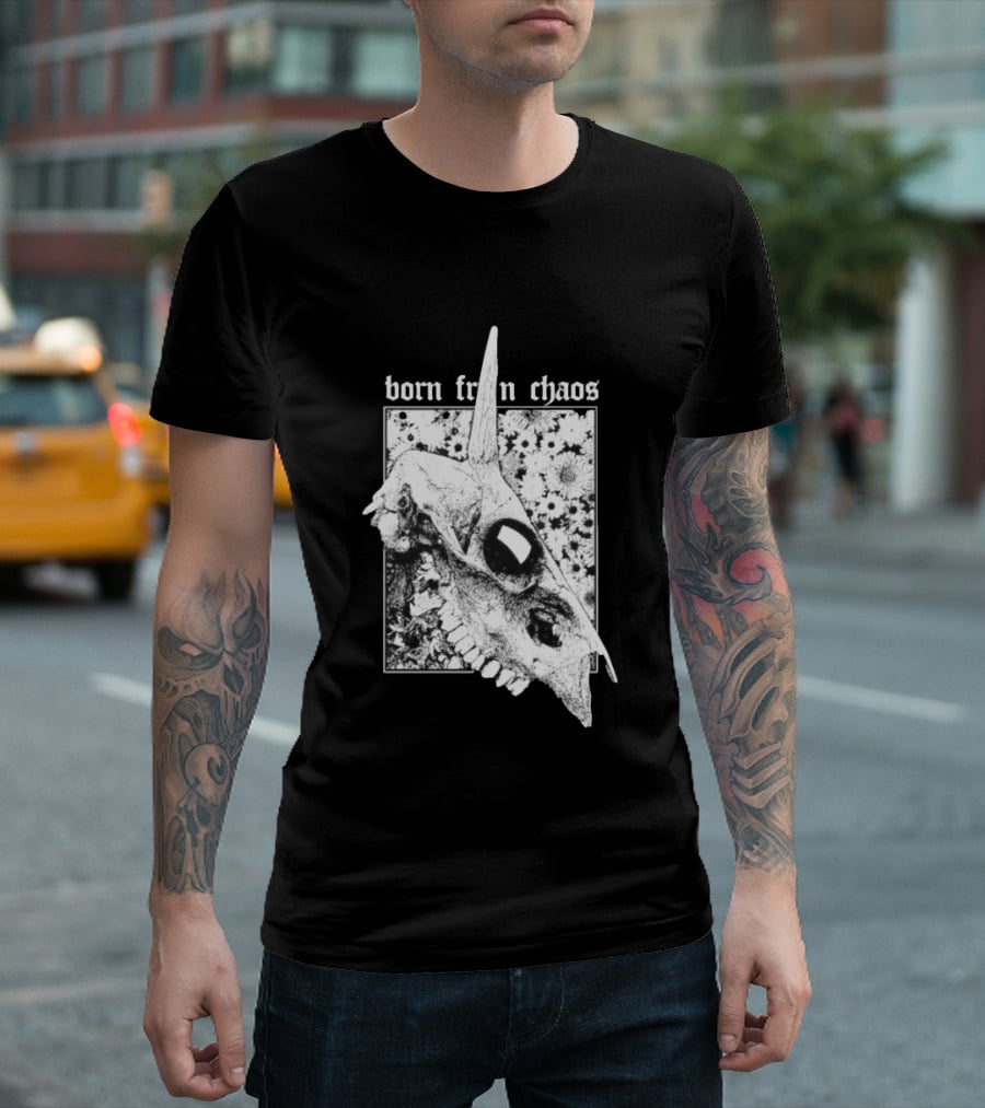 Born From Chaos Animal Skull Floral Gothic Aesthetic T-Shirt