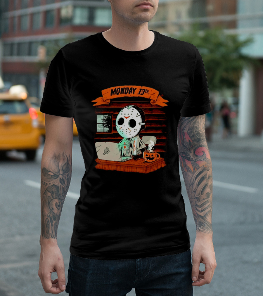 Jason Voorhees Monday 13th Office Work Halloween Horror Movie T-Shirt
