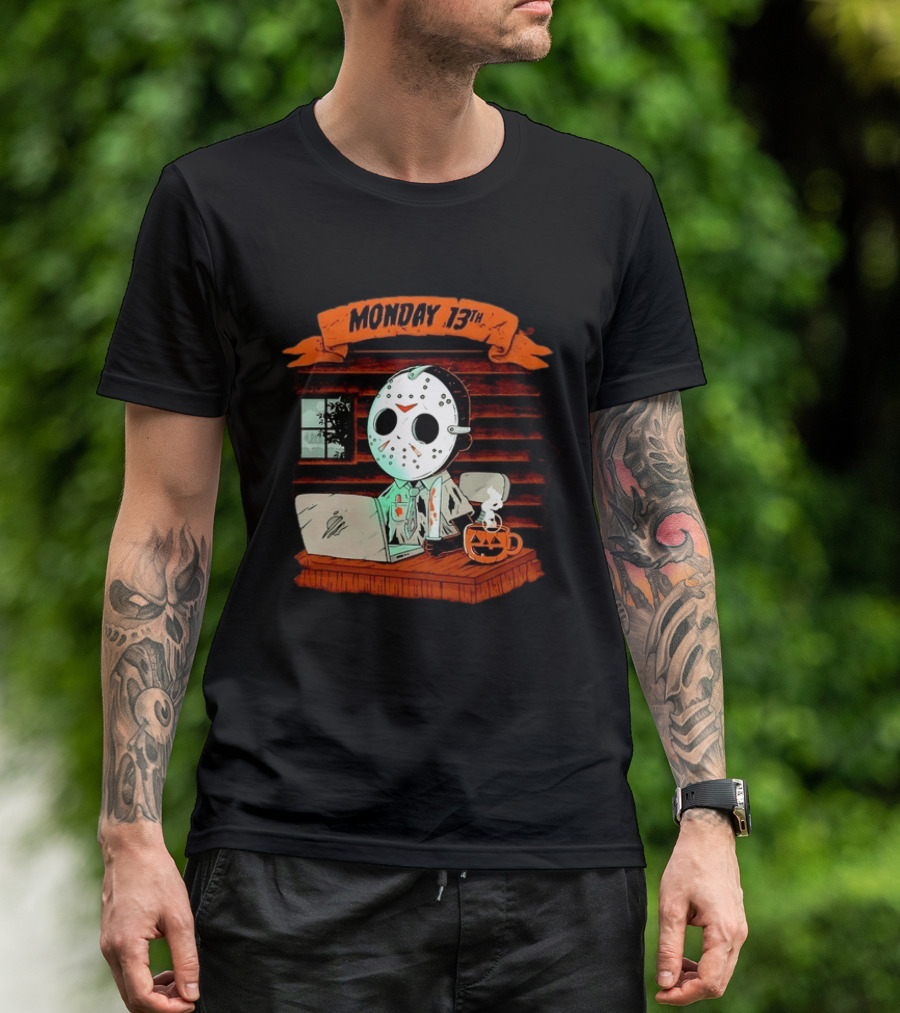 Jason Voorhees Monday 13th Office Work Halloween Horror Movie T-Shirt