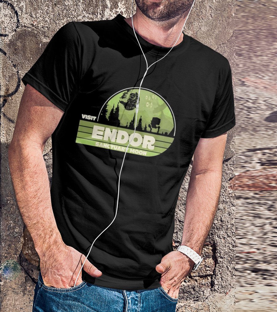 Visit Endor Sanctuary Moon Star Wars Retro Sci Fi Scene T-Shirt