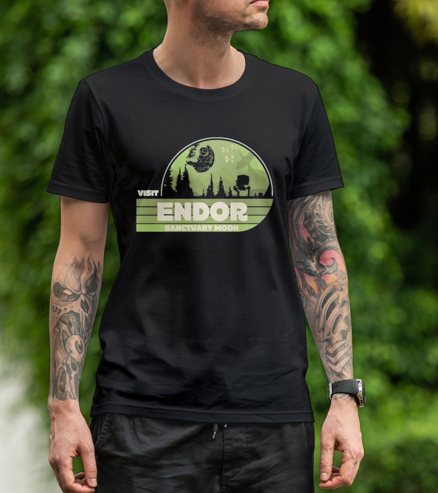 Visit Endor Sanctuary Moon Star Wars Retro Sci Fi Scene T-Shirt