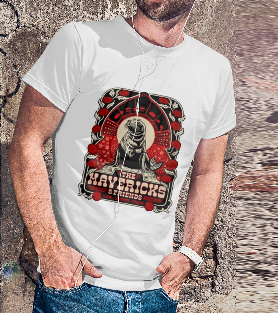 Beverly MA 08.21.2026 The Mavericks Love Liberty Unity Friends Seal And Roses T-Shirt