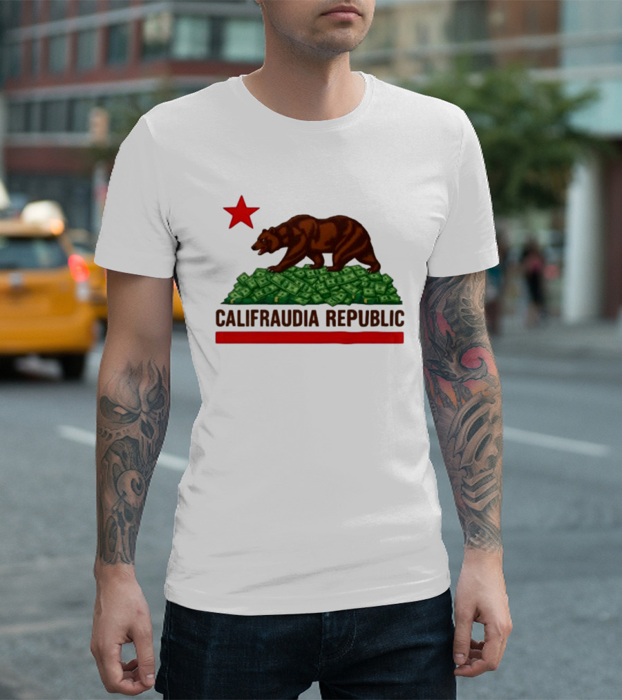 CalifraudIA Republic Bear On Money With Red Star T-Shirt