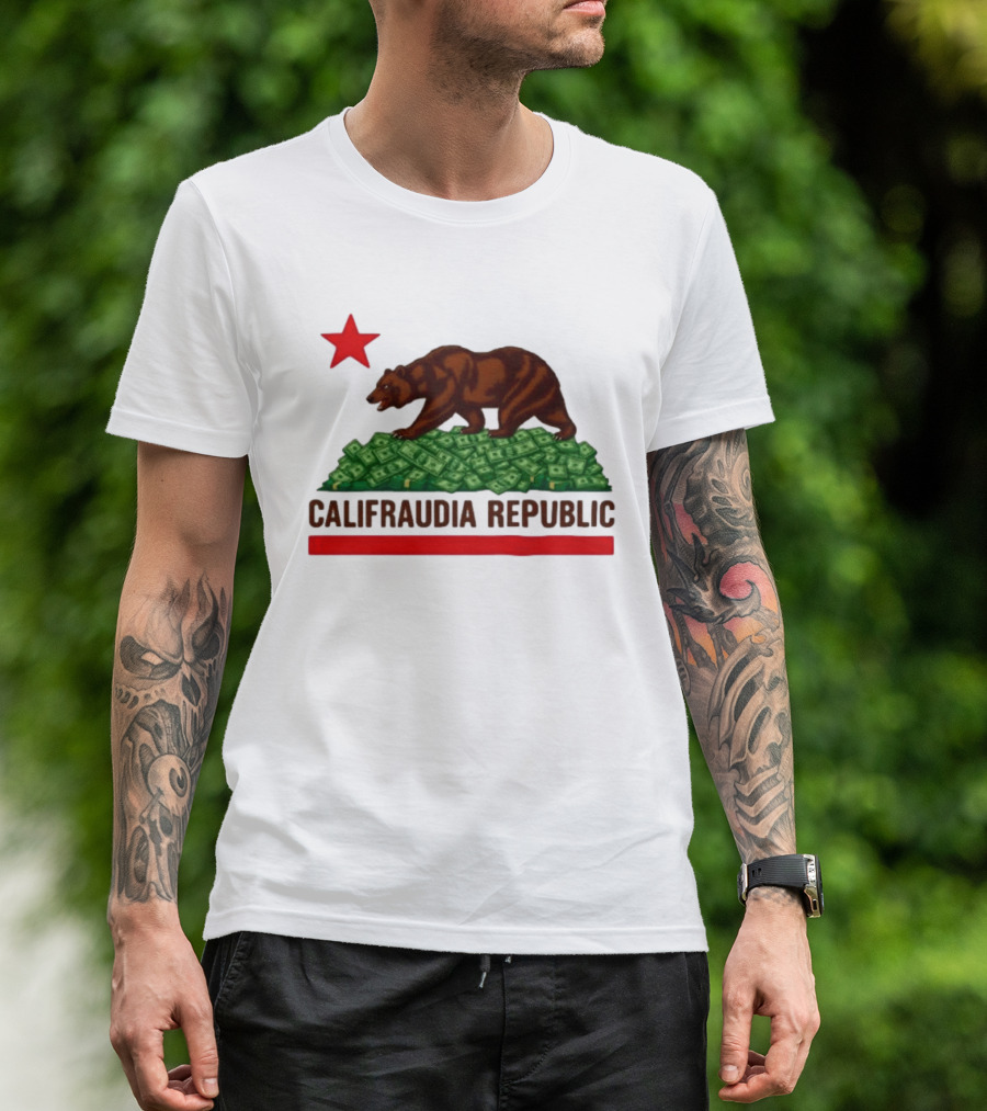 CalifraudIA Republic Bear On Money With Red Star T-Shirt