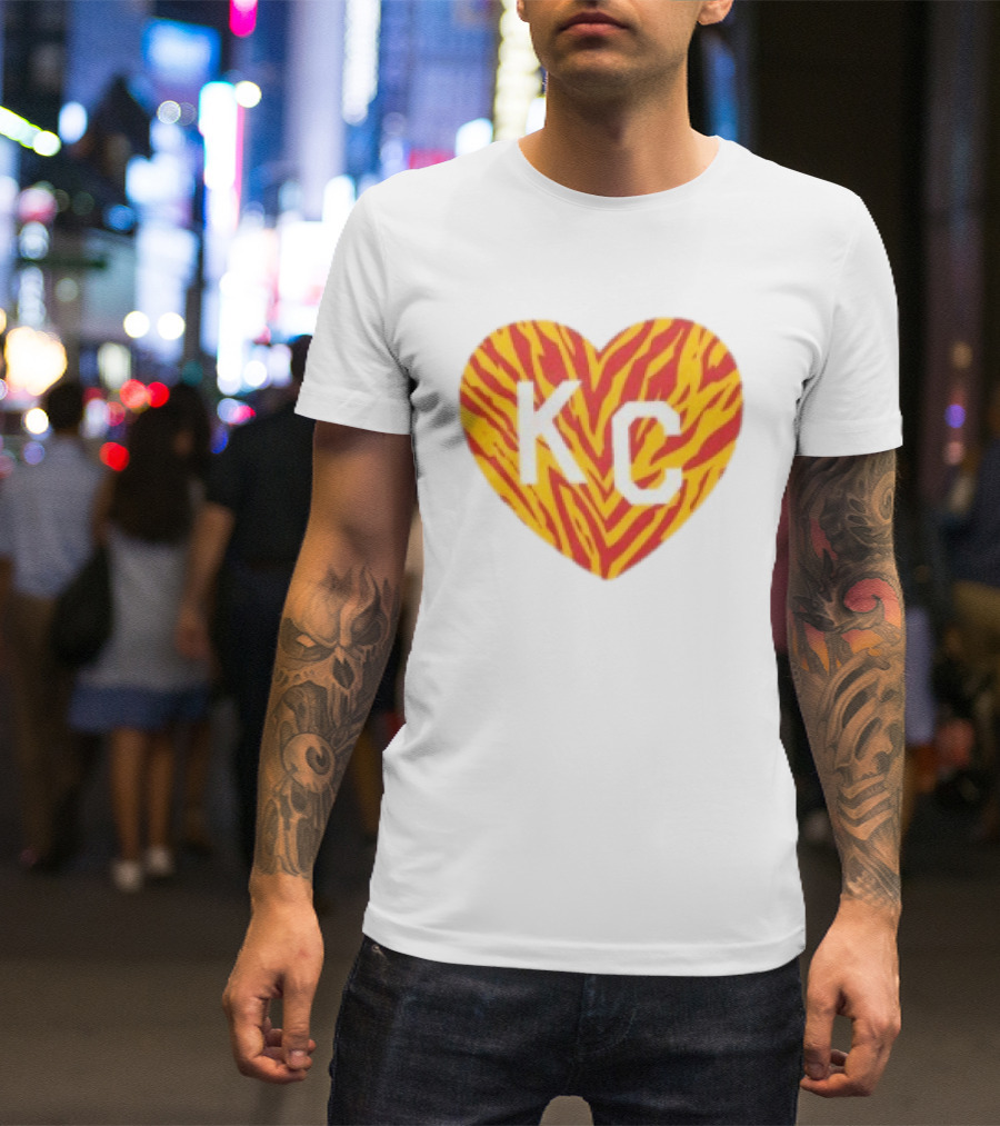 Made In KC Red Yellow Stripes Heart Charlie Hustle T-Shirt