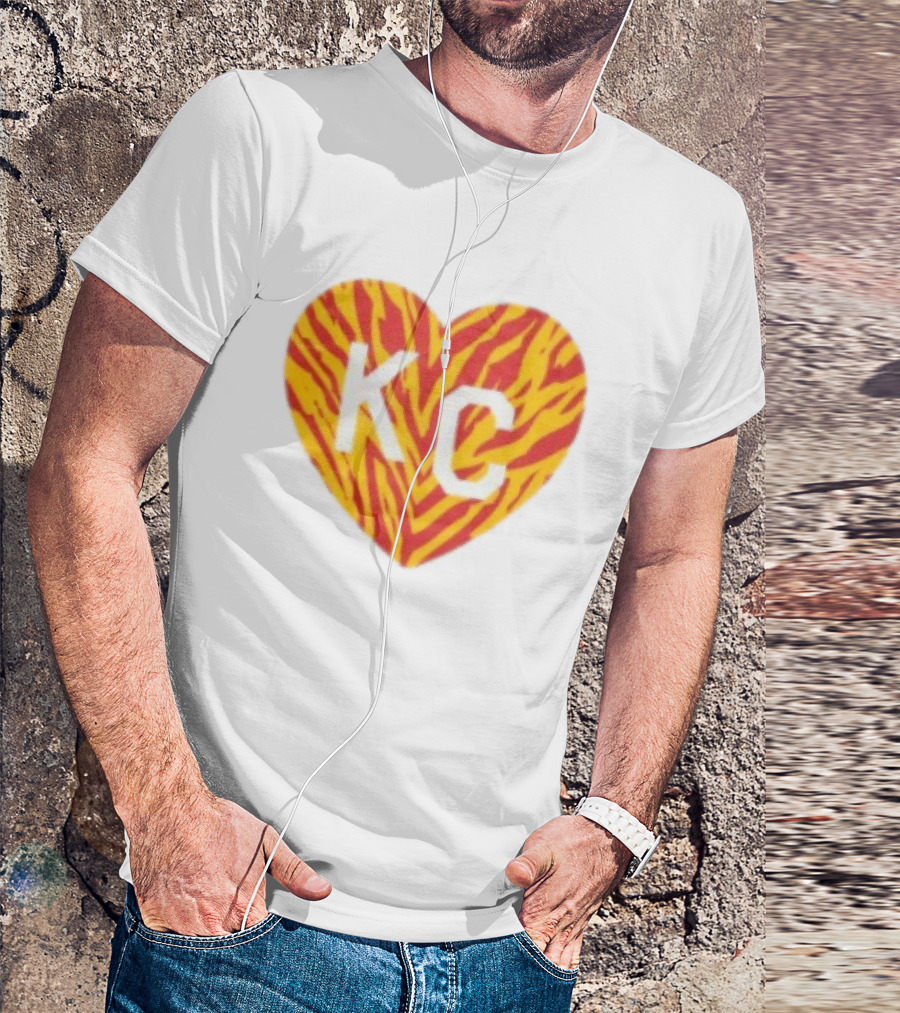 Made In KC Red Yellow Stripes Heart Charlie Hustle T-Shirt