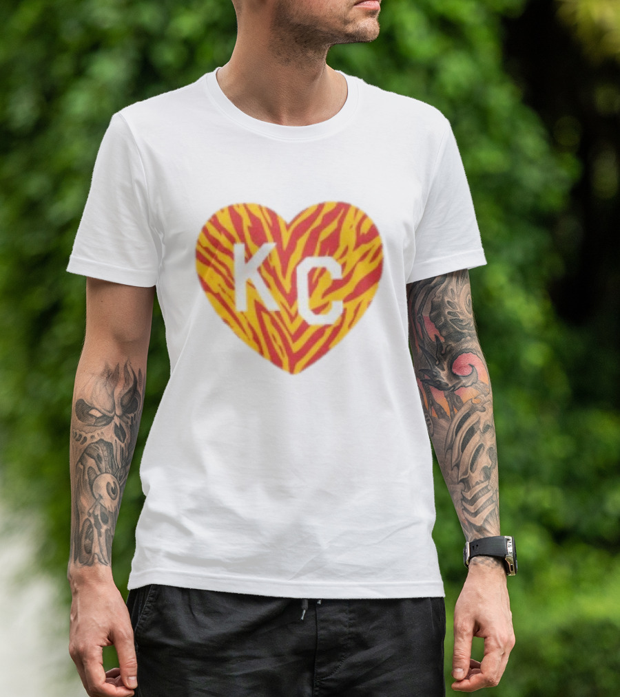 Made In KC Red Yellow Stripes Heart Charlie Hustle T-Shirt