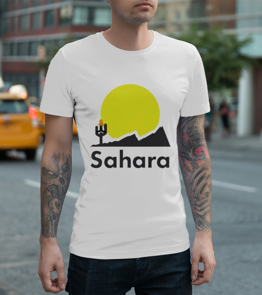 Sahara Desert Cactus Pixel Art With Sombrero Sunset Scene T-Shirt