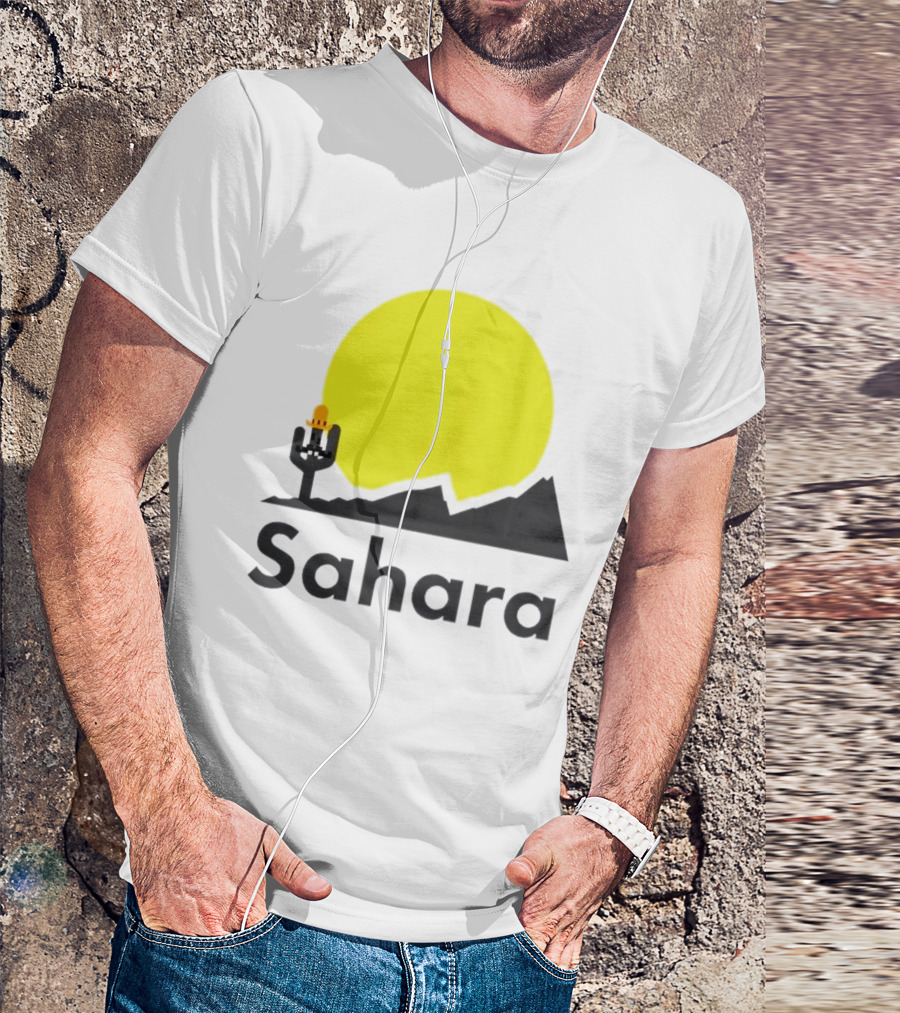 Sahara Desert Cactus Pixel Art With Sombrero Sunset Scene T-Shirt