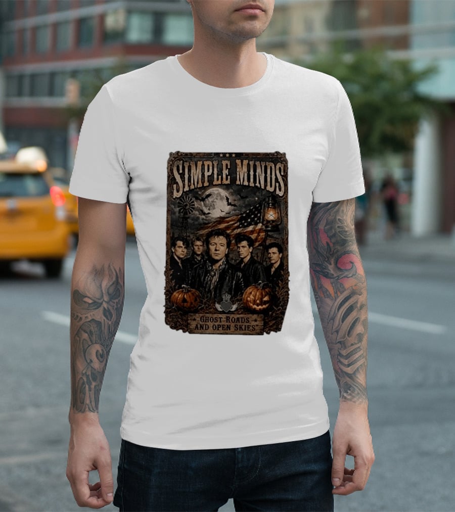 Simple Minds Band Ghost Roads And Open Skies Vintage American Flag T-Shirt
