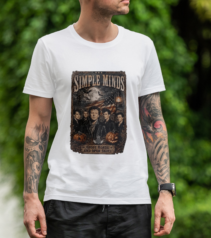 Simple Minds Band Ghost Roads And Open Skies Vintage American Flag T-Shirt