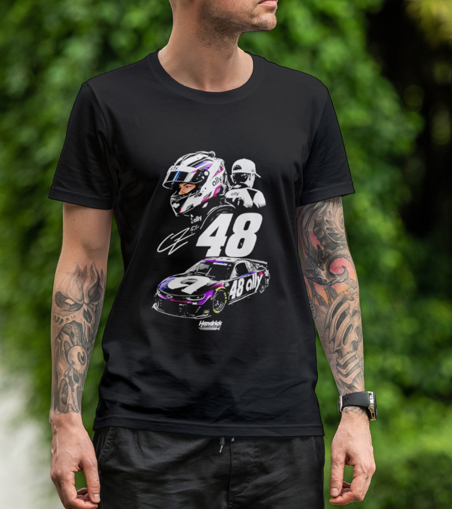 Alex Bowman 48 Ally Racing Helmet Car Hendrick Motorsports T-Shirt
