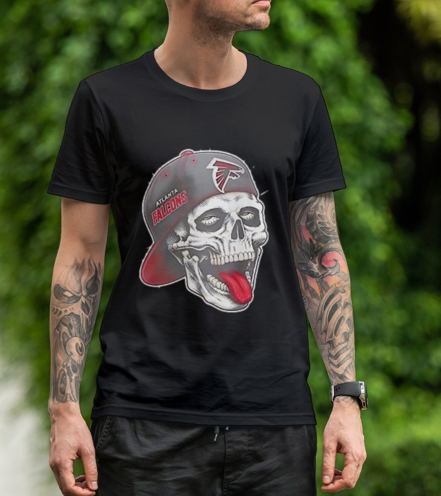Atlanta Falcons Skull Cap Tongue Out Sports Fan T-Shirt