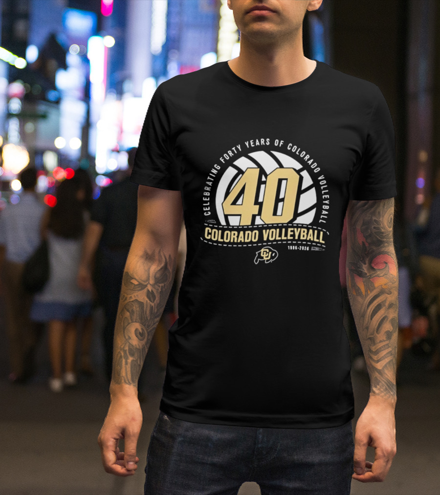 Celebrating Forty Years Of Colorado Volleyball 1986 2026 40th Anniversary Buffs T-Shirt