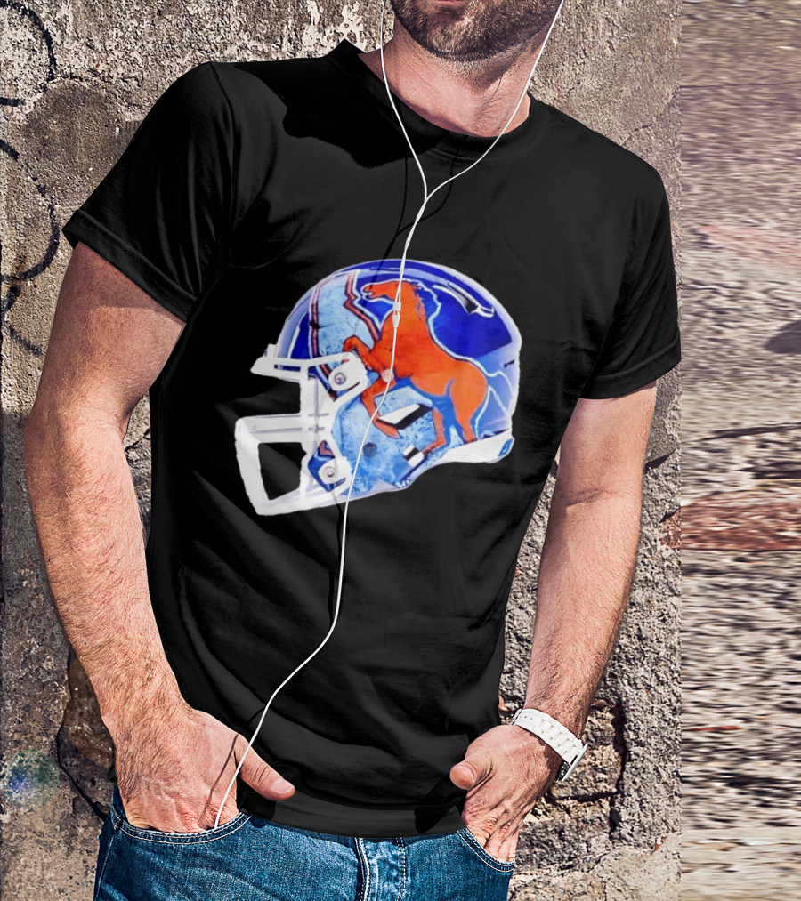 Denver Broncos Horse Helmet Blue And Orange NFL Team Gear T-Shirt