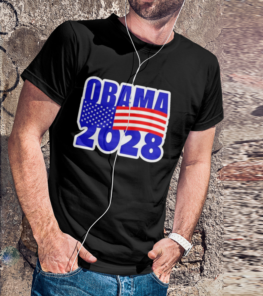 Obama 2028 American Flag Campaign T-Shirt