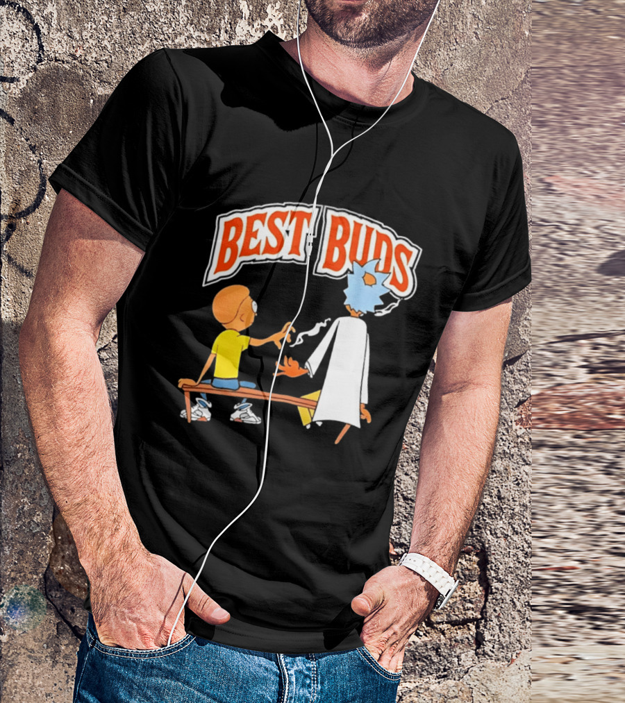 Rick And Morty Best Buds Adult Swim Cartoon Smoking Bench Scene T-Shirt