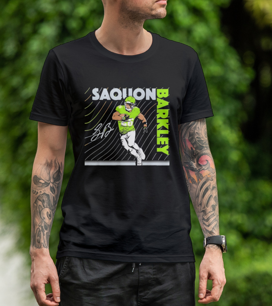 Saquon Barkley 26 Running Back Neon Green Philadelphia Eagles T-Shirt