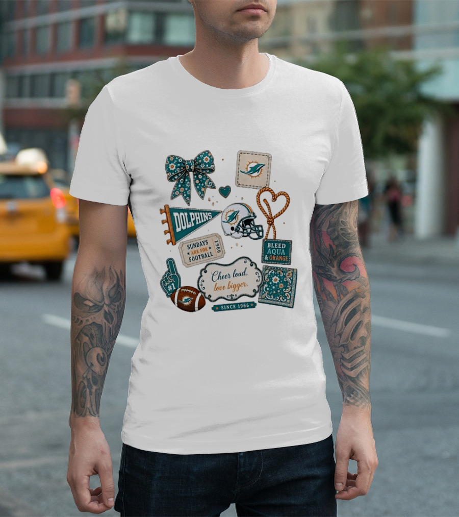 Miami Dolphins Cheer Loud Bleed Aqua Sundays Since 1966 T-Shirt