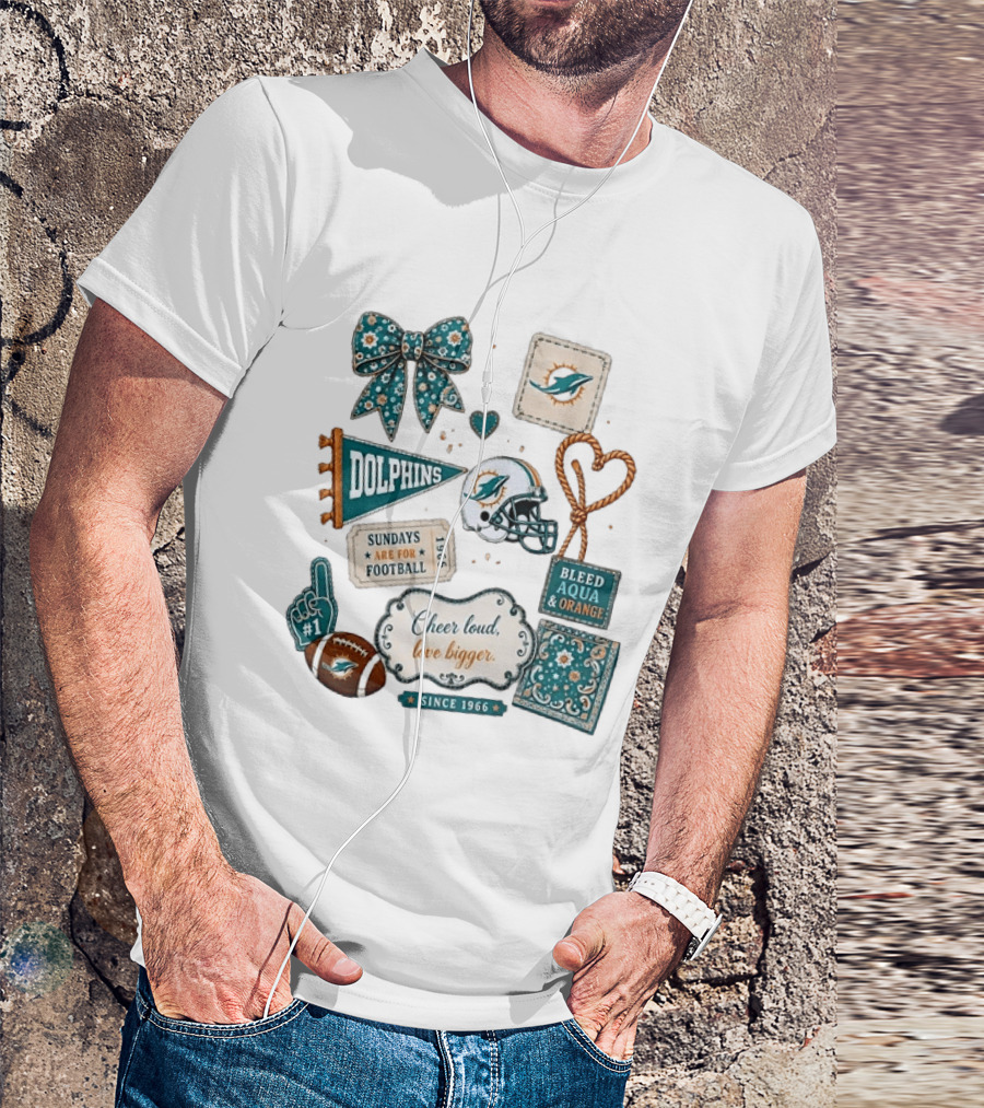 Miami Dolphins Cheer Loud Bleed Aqua Sundays Since 1966 T-Shirt