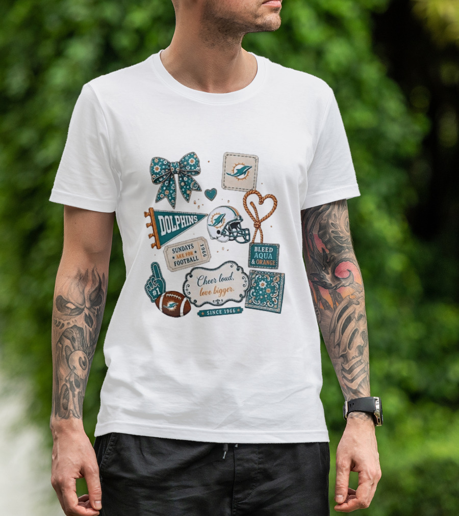 Miami Dolphins Cheer Loud Bleed Aqua Sundays Since 1966 T-Shirt