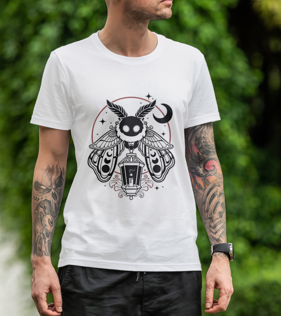 Moth Lantern Moon Occult Gothic Mystical Symbolism T-Shirt