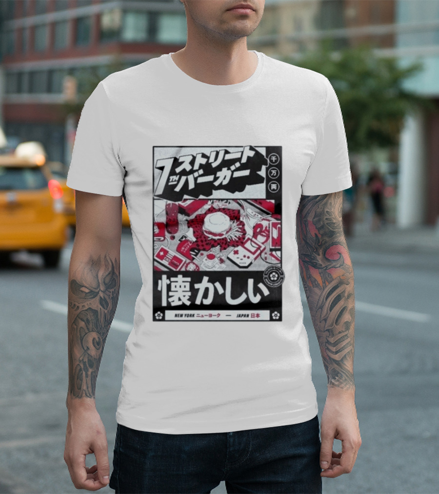 Natsukashii Street Burger New York Japan Retro Gaming T-Shirt