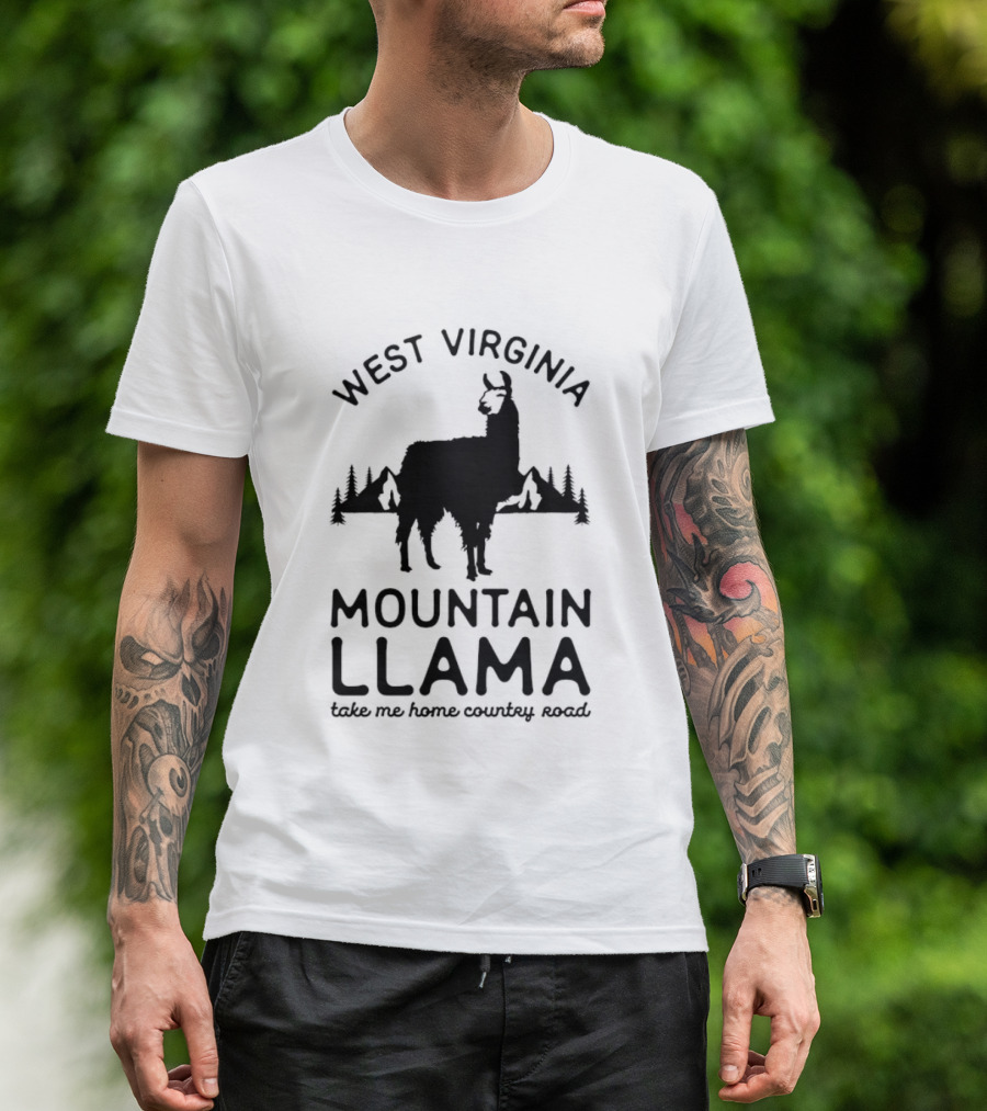 West Virginia Mountain Llama Take Me Home Country Road T-Shirt