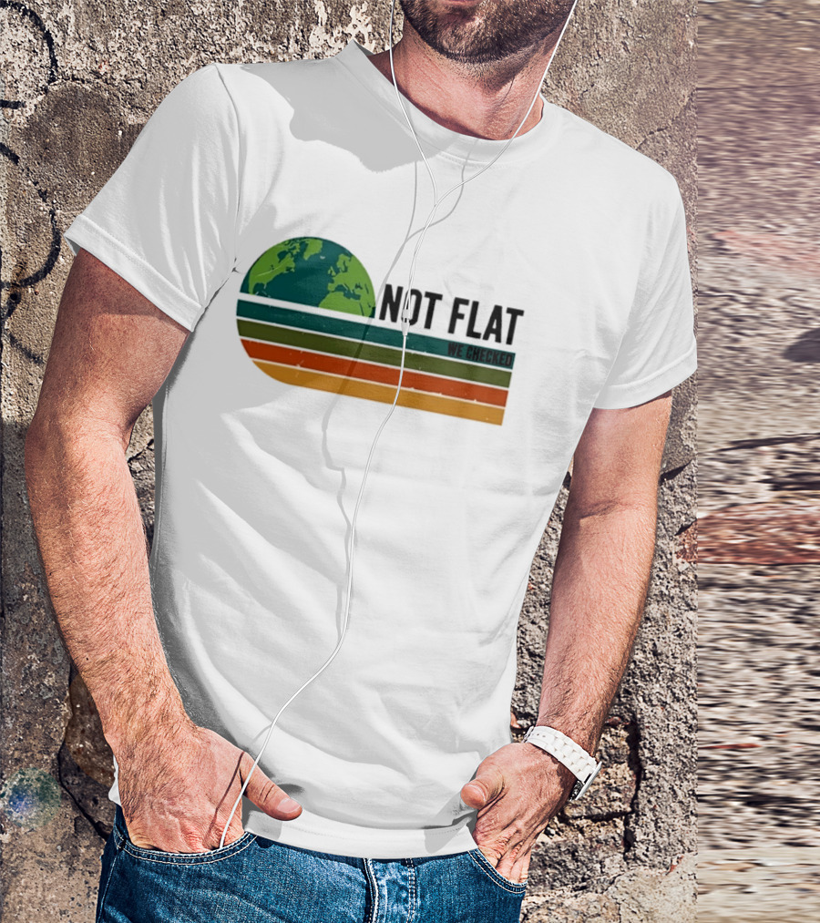 Not Flat We Checked Earth Globe Retro Stripes T-Shirt