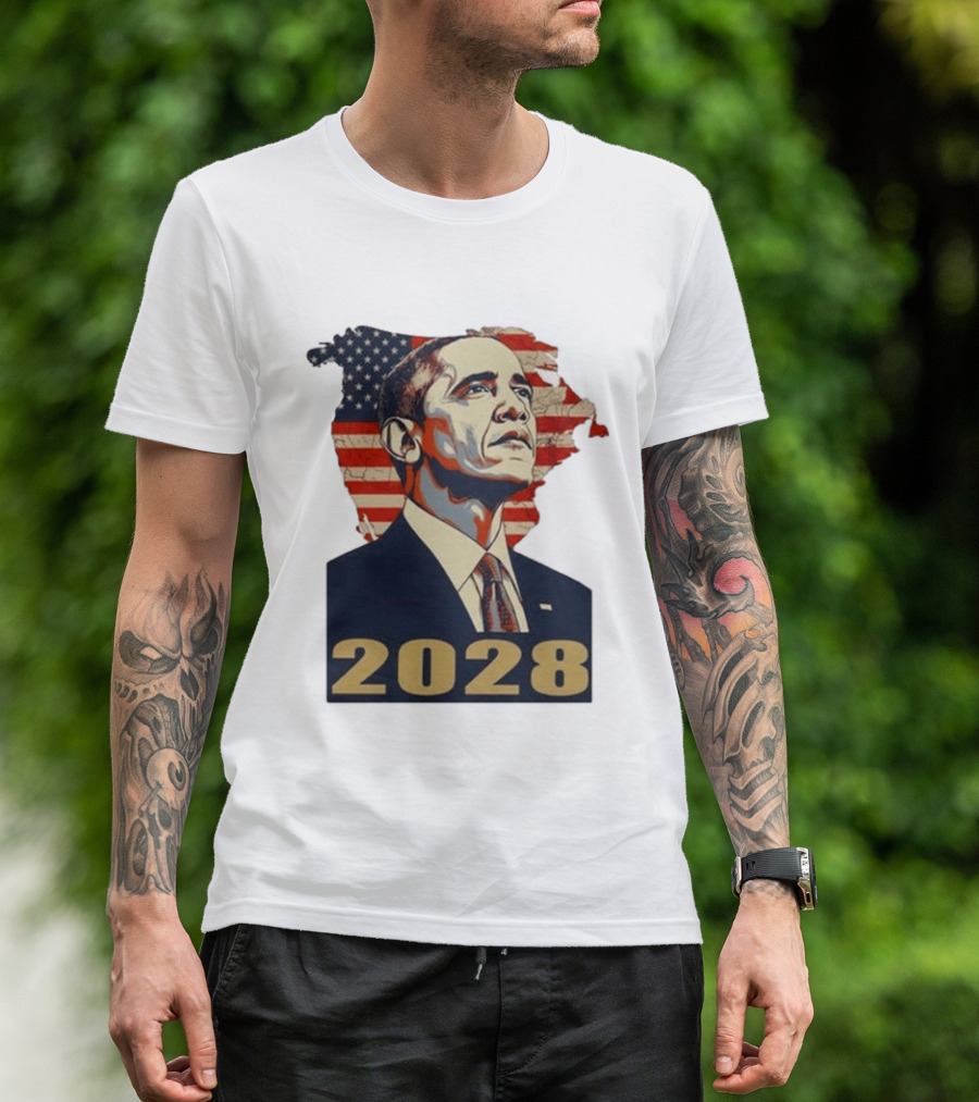 Obama 2028 With American Flag T-Shirt