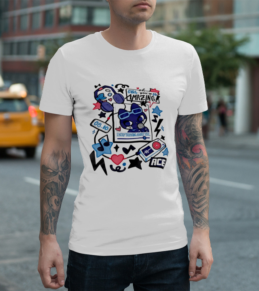 Oh Girl You're So Amazing Ace 0810 Music Style Retro Audio Visuals T-Shirt
