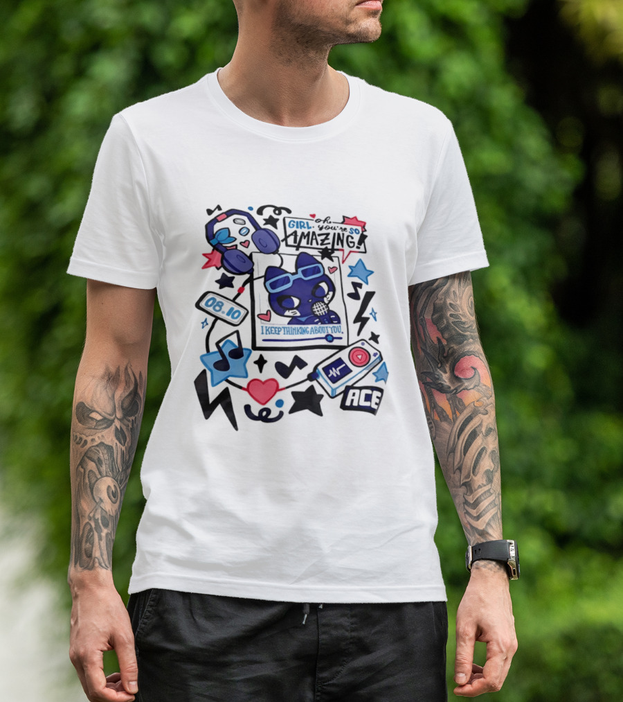 Oh Girl You're So Amazing Ace 0810 Music Style Retro Audio Visuals T-Shirt