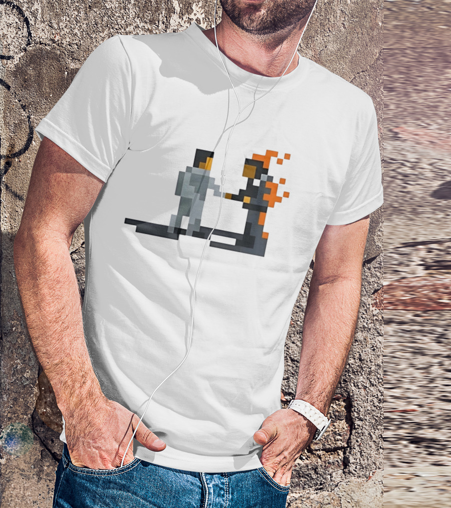 Pink Floyd Wish You Were Here Pixelated Two Men Shaking Hands Flames T-Shirt