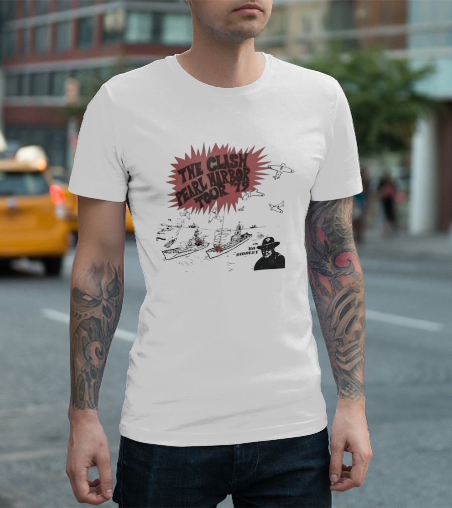 The Clash Pearl Harbor Tour 79 Bo Diddley Live Concert Vintage Punk Rock Music T-Shirt