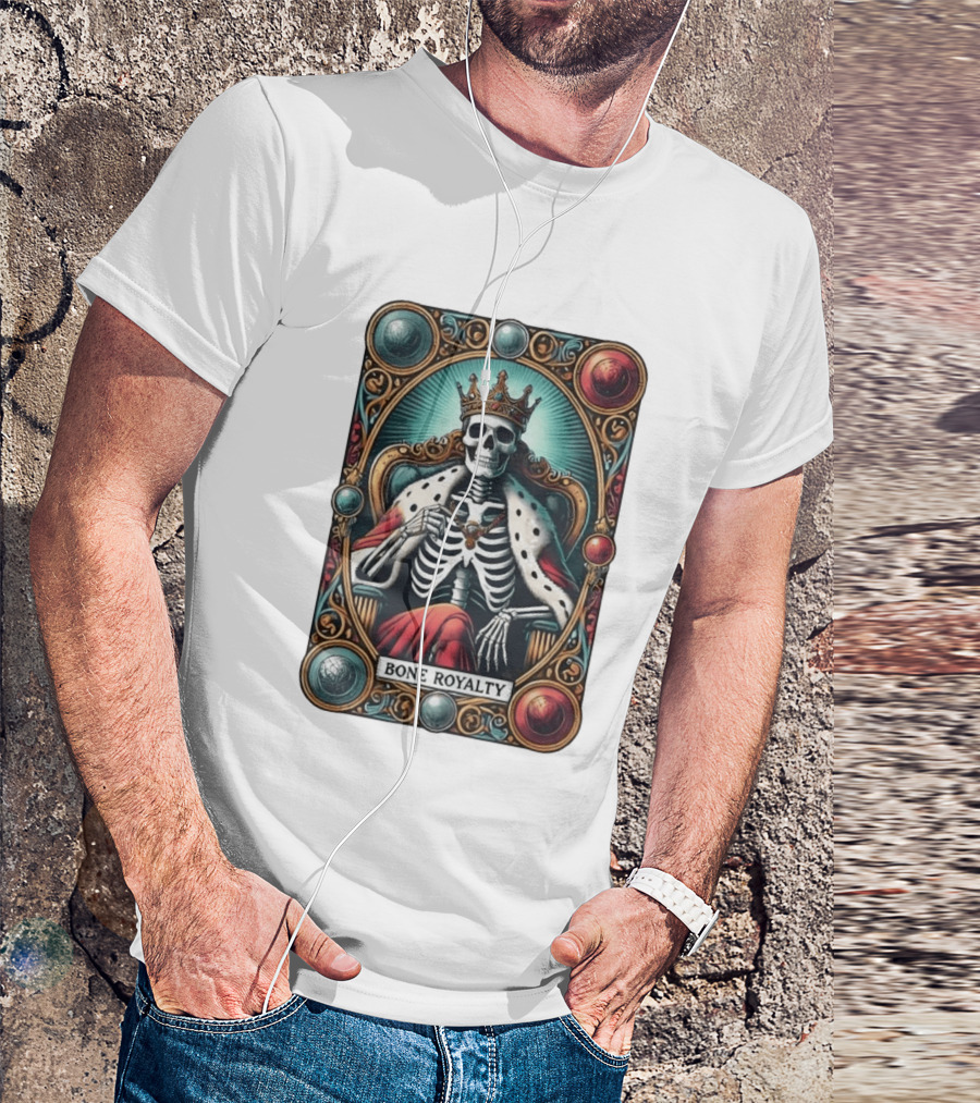 Bone Royalty Gothic Skeleton King Tarot T-Shirt