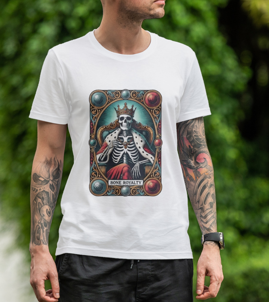 Bone Royalty Gothic Skeleton King Tarot T-Shirt