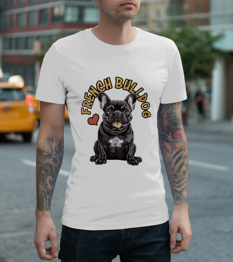 French Bulldog With Heart Frenchie Dog Lover T-Shirt
