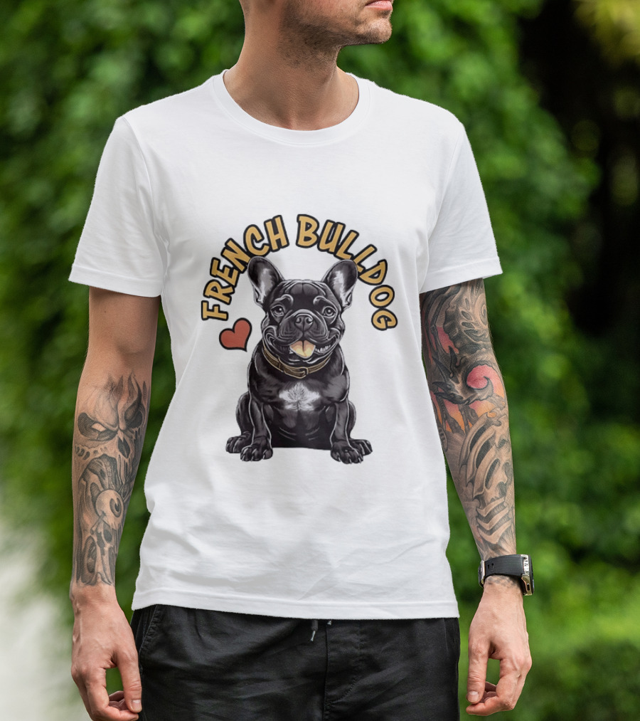 French Bulldog With Heart Frenchie Dog Lover T-Shirt