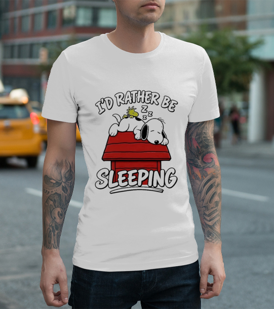 I’d Rather Be Sleeping Snoopy And Woodstock T-Shirt