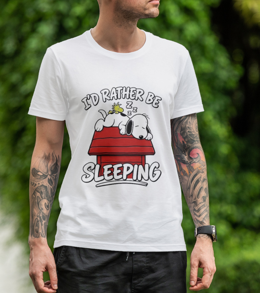 I’d Rather Be Sleeping Snoopy And Woodstock T-Shirt