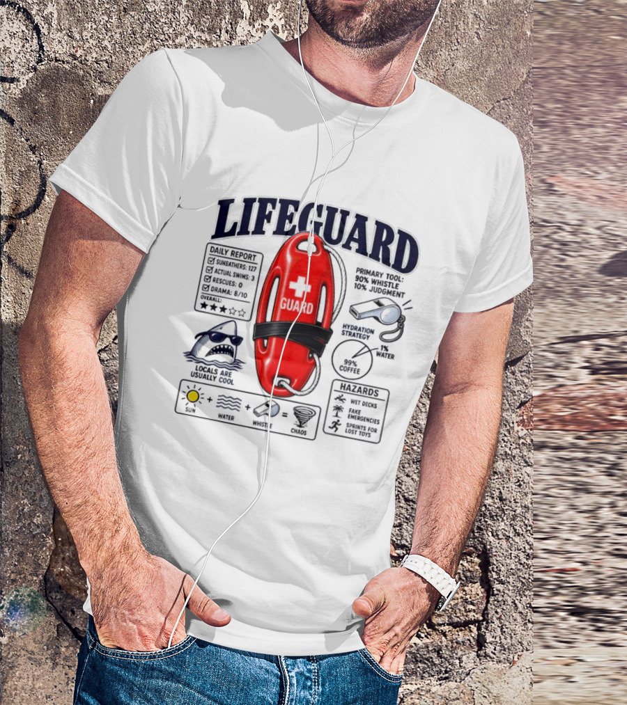 Lifeguard Daily Report Coffee And Whistle Chaos T-Shirt