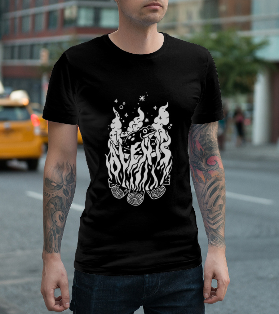 Alexisonfire Boiled Frogs Surreal Cartoon Frog With Flaming Logs T-Shirt
