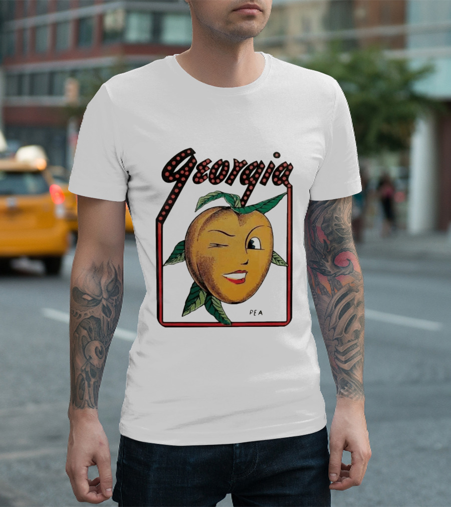 Georgia Peach Vintage Winking Icon Savannah Macon Atlanta Augusta 1950's T-Shirt