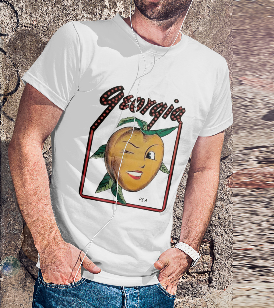 Georgia Peach Vintage Winking Icon Savannah Macon Atlanta Augusta 1950's T-Shirt