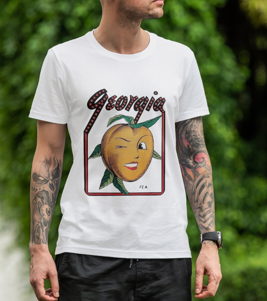 Georgia Peach Vintage Winking Icon Savannah Macon Atlanta Augusta 1950's T-Shirt