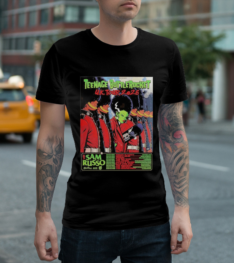 Teenage Bottlerocket UK Tour 2026 Sam Russo Dates Dublin Glasgow Brixton London T-Shirt