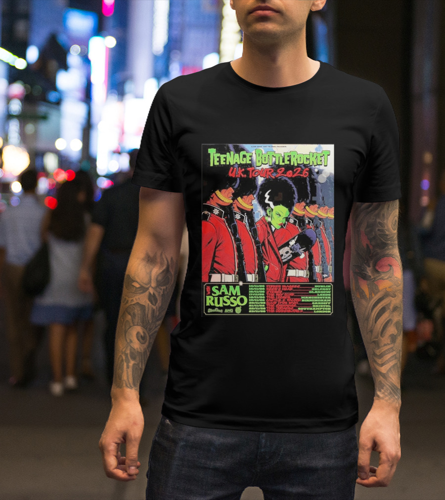 Teenage Bottlerocket UK Tour 2026 Sam Russo Dates Dublin Glasgow Brixton London T-Shirt