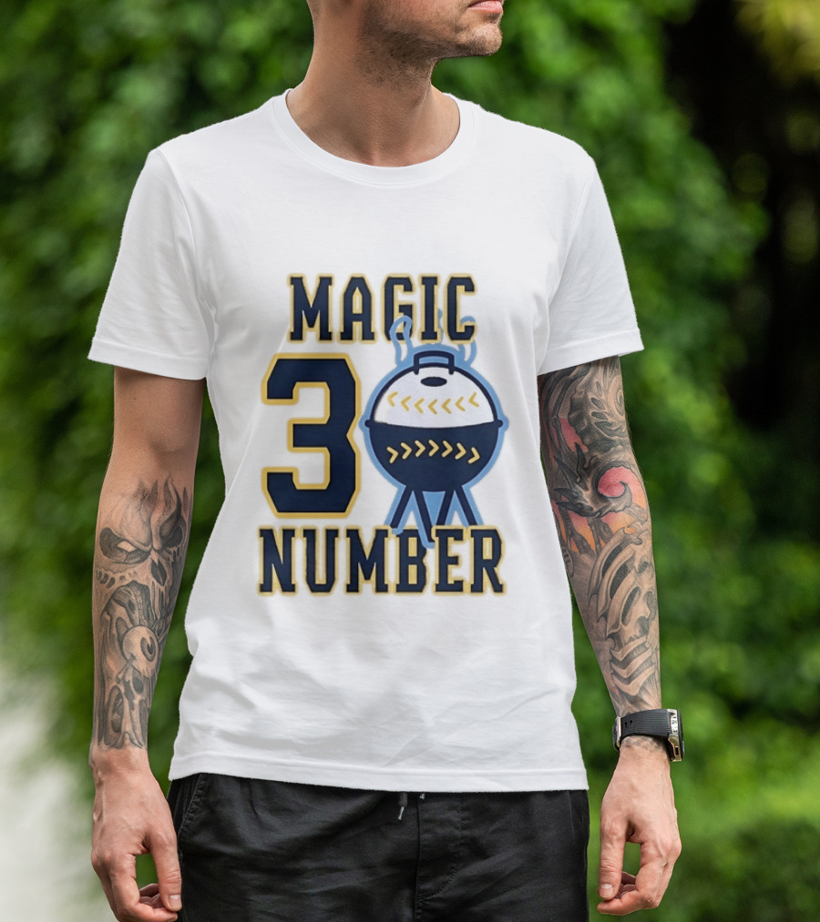 Milwaukee Brewers Magic Number 3 Baseball Grill Sports T-Shirt
