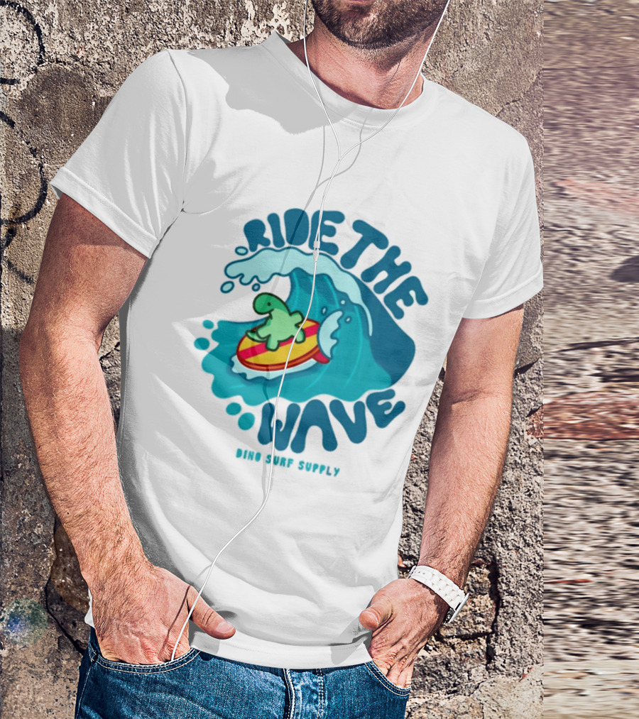 Ride The Wave Turtle Surfing Dino Surf Supply T-Shirt